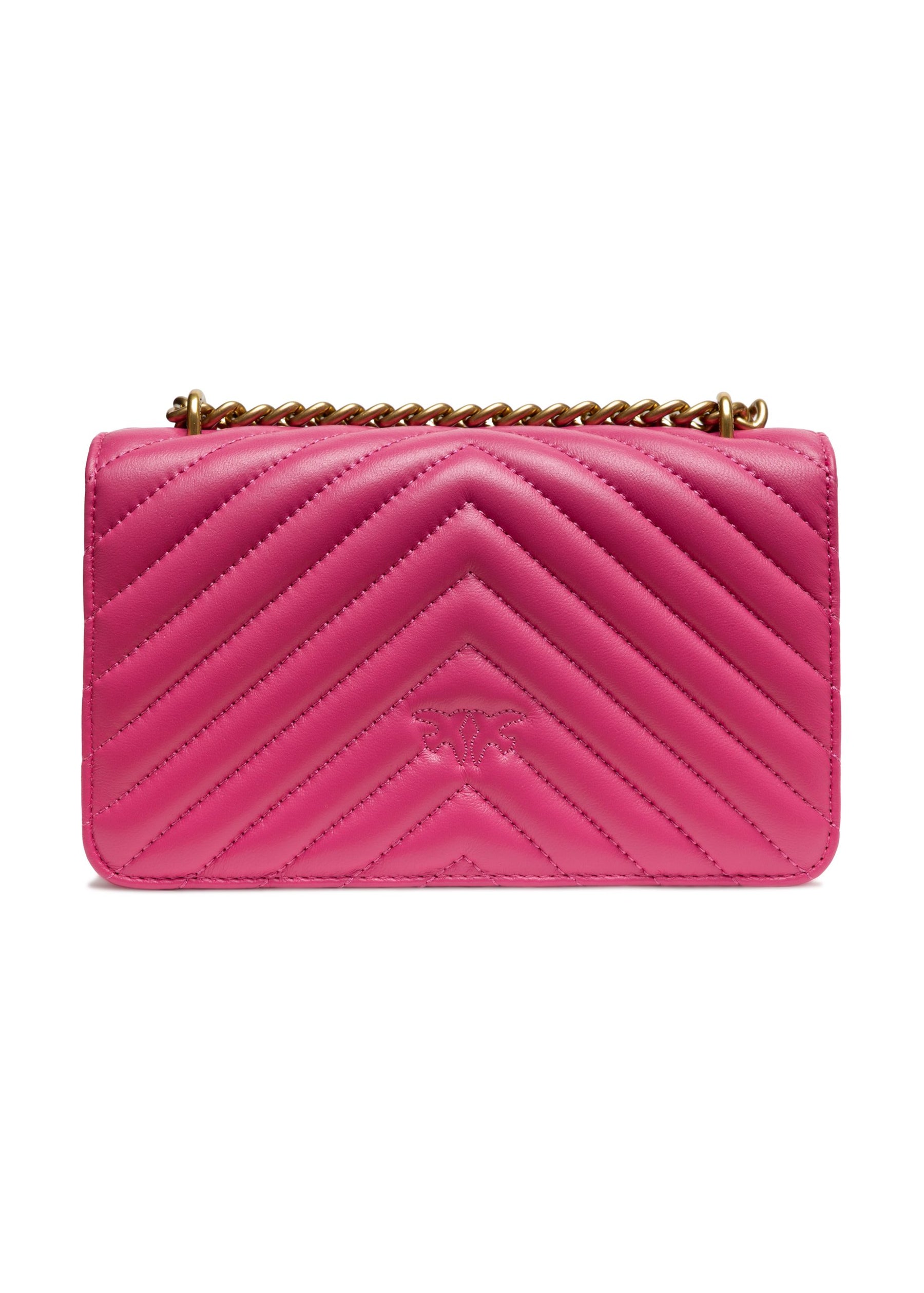 PINKO Pink Leather Love One Mini Shoulder Bag