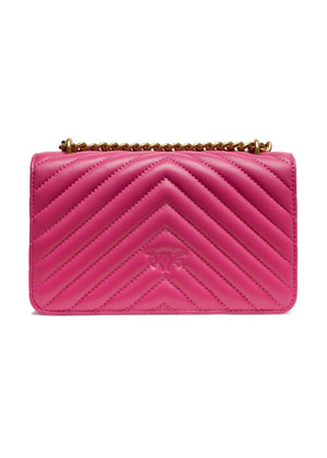 PINKO Pink Leather Love One Mini Shoulder Bag