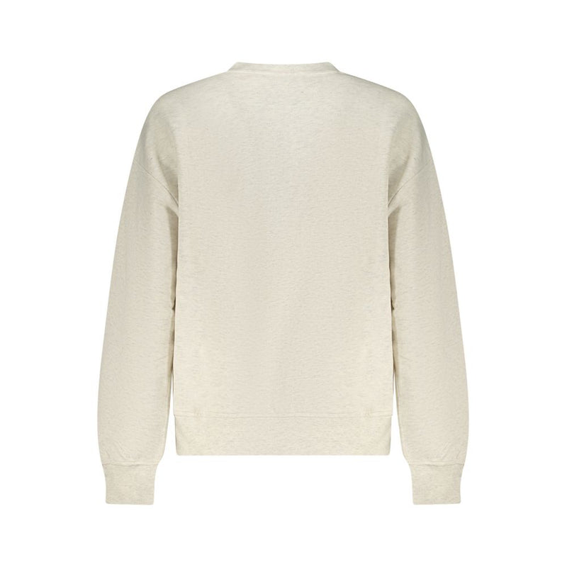 Calvin Klein heather gray cotton women's crewneck sweatshirt shown from the back