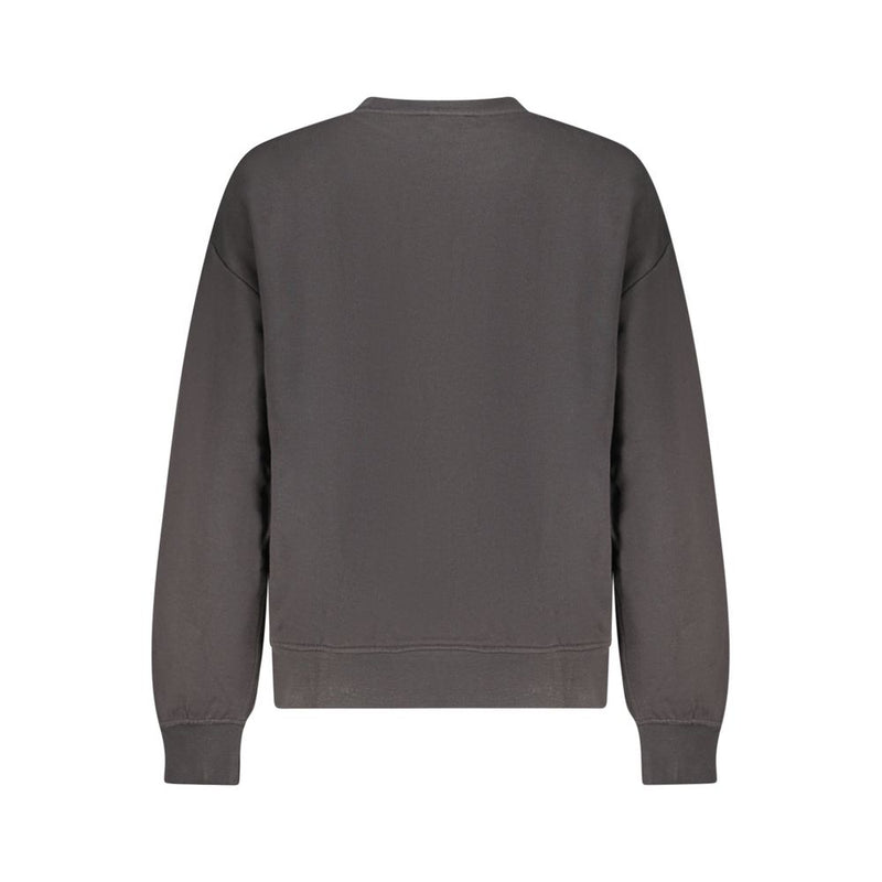 Black cotton crewneck sweatshirt for women shown from the back