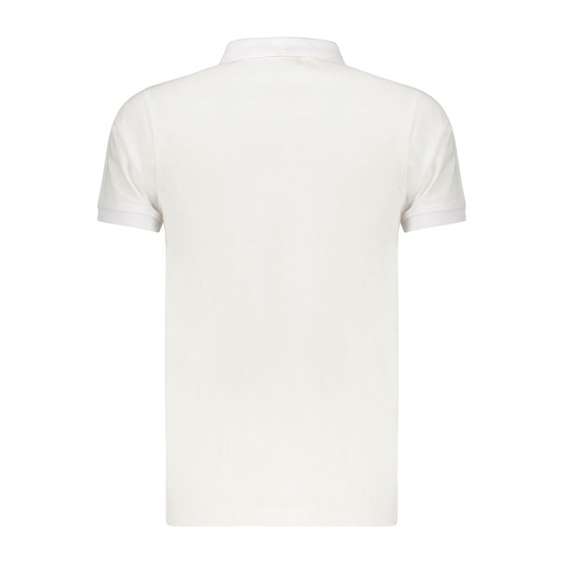 White cotton women polo shirt shown from the back