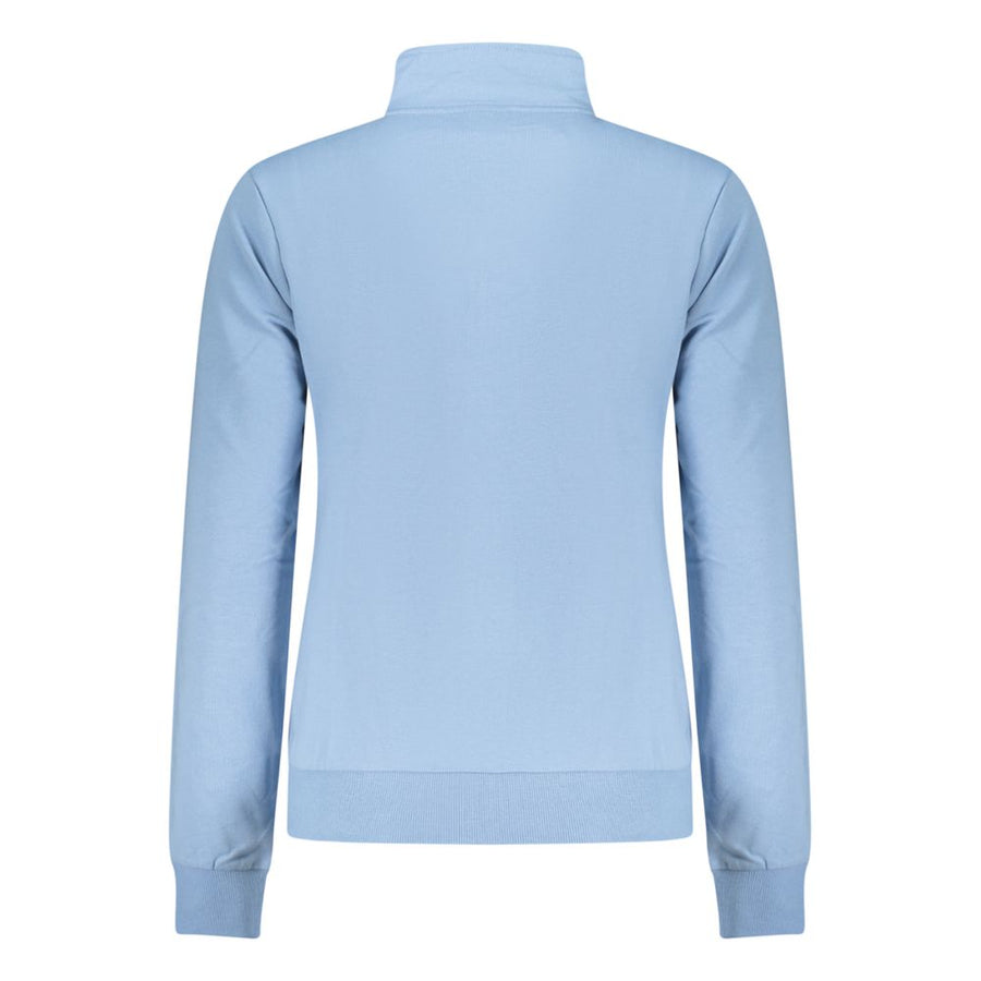 Light blue cotton zip-up women's sweatshirt with high collar