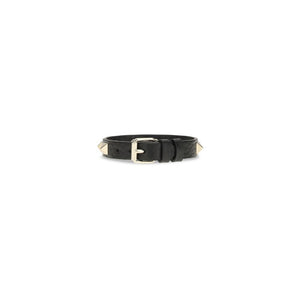 Valentino Garavani Black Calf Leather Bos Taurus Bracelet