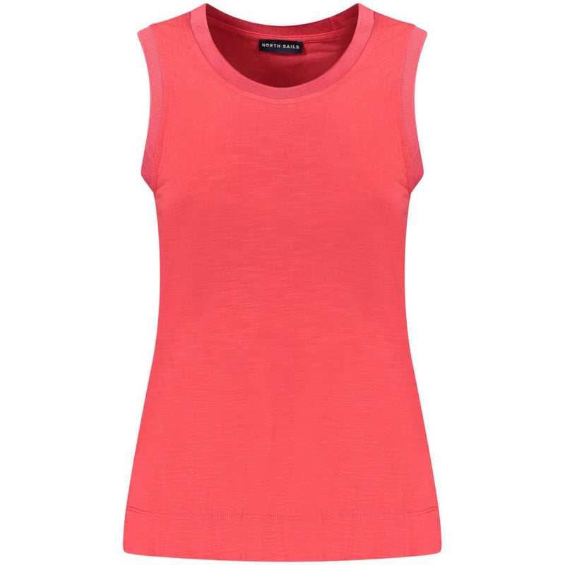 Red modal women's sleeveless tank top with crew neck