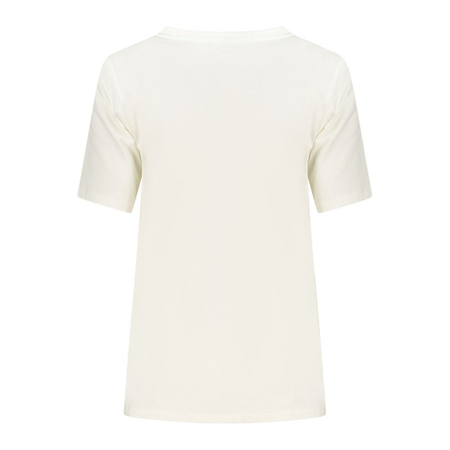 White cotton women's short-sleeve t-shirt with crew neck and subtle front logo