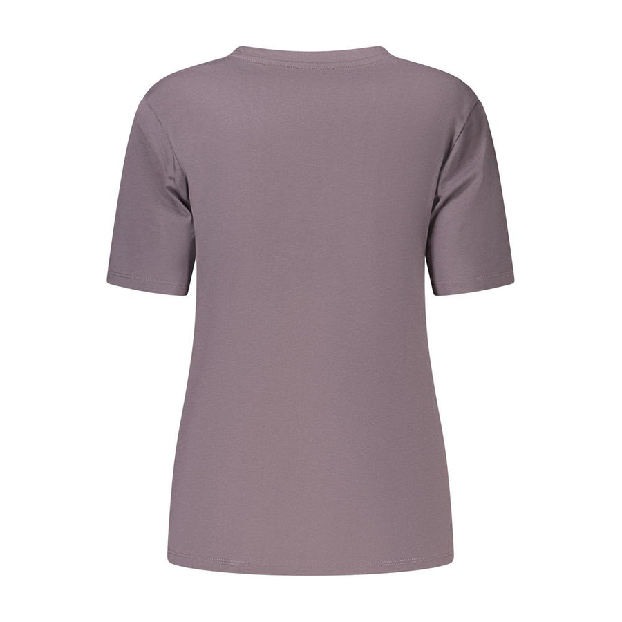 Gray cotton short-sleeve women's t-shirt with crew neck and small chest logo