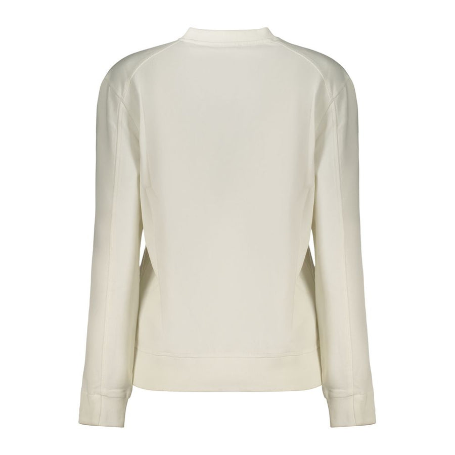 White cotton women's crewneck sweatshirt with long sleeves and subtle tonal branding