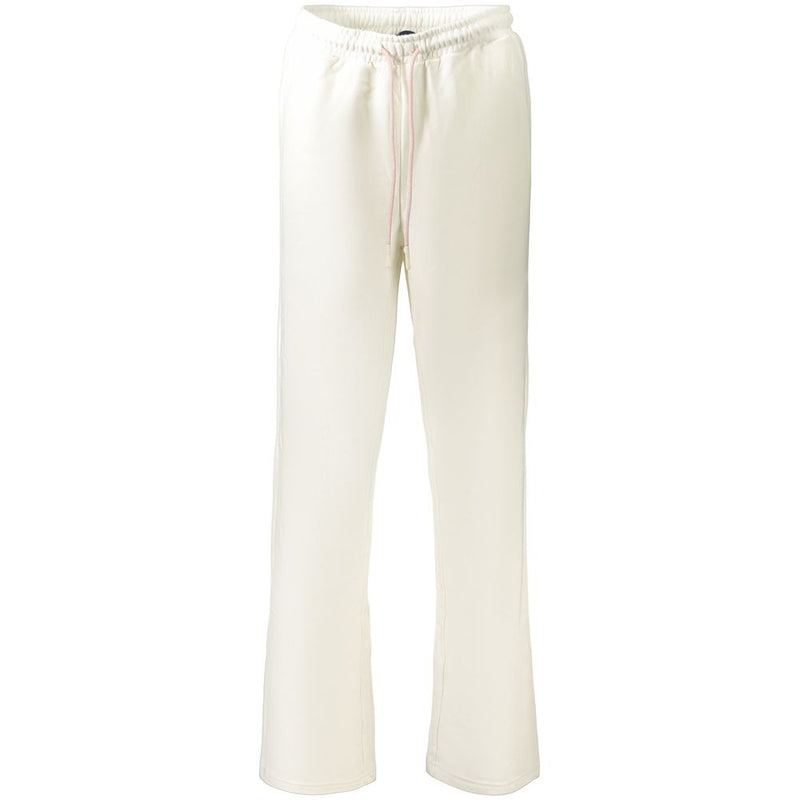 White cotton women's drawstring sweatpants with straight legs