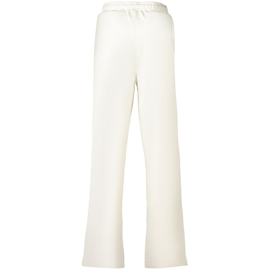 White cotton women's drawstring sweatpants with straight legs
