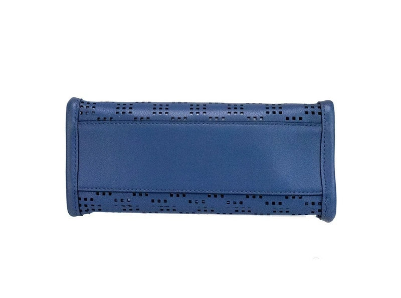 Blue sea perforated leather crossbody tote bag base