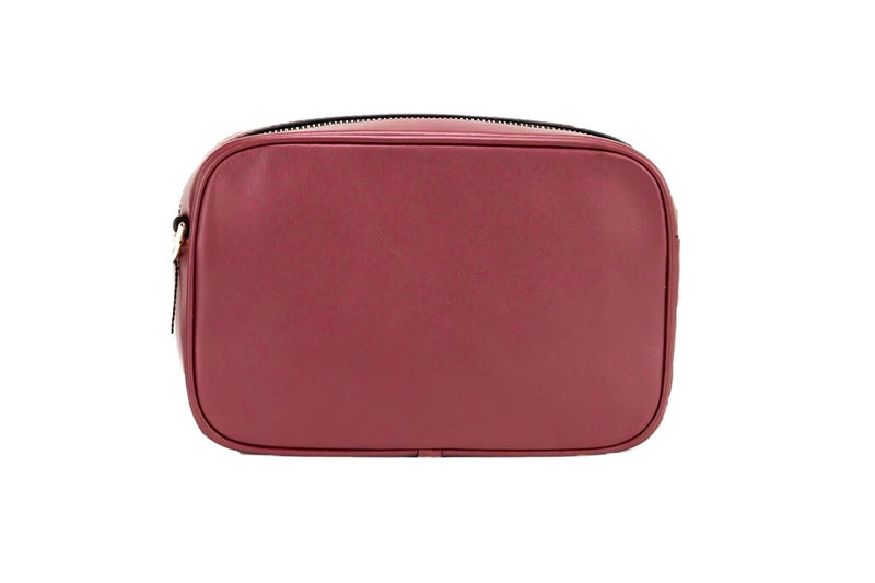 Pomegranate red smooth leather camera crossbody bag purse
