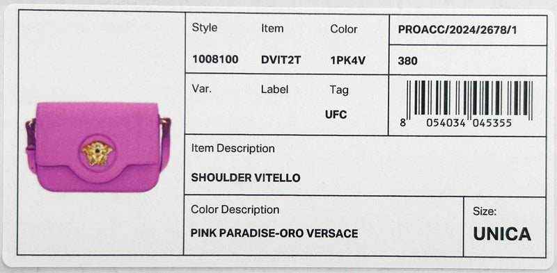 Pink leather Versace La Medusa shoulder crossbody bag with gold hardware