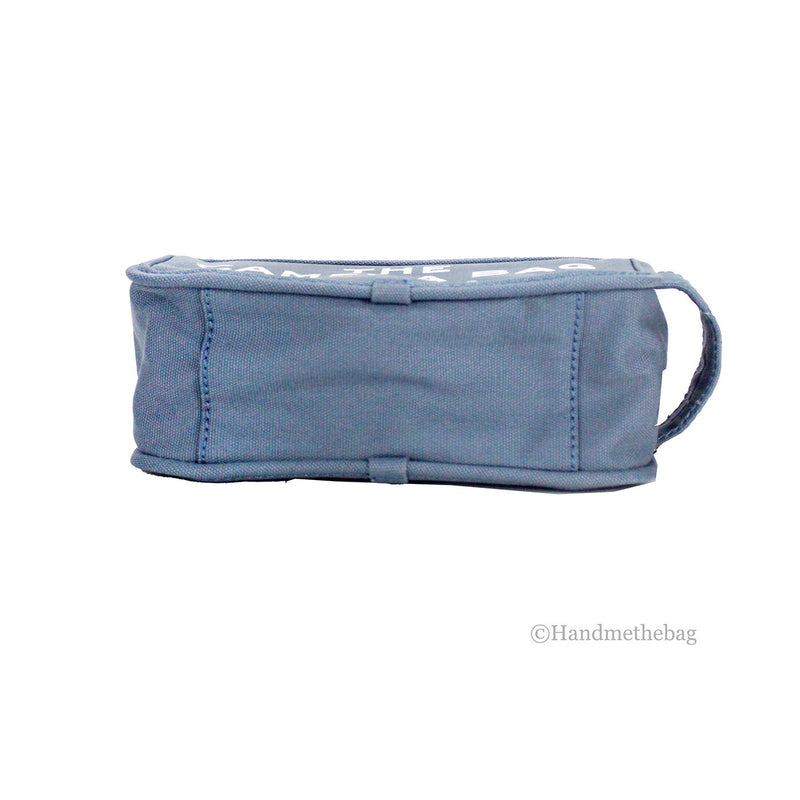 Blue shadow canvas camera bag with a side handle