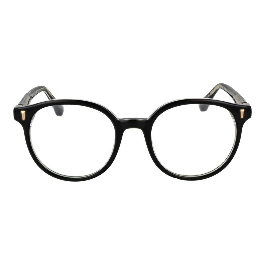 Sandro black acetate round eyeglass frames with gold accents