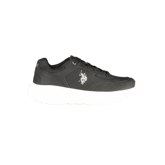 Black U.S. Polo Assn. women's sneaker in polyurethane with a white platform sole and side logo embroidery.