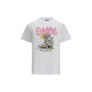 Ganni White Cotton T-Shirt