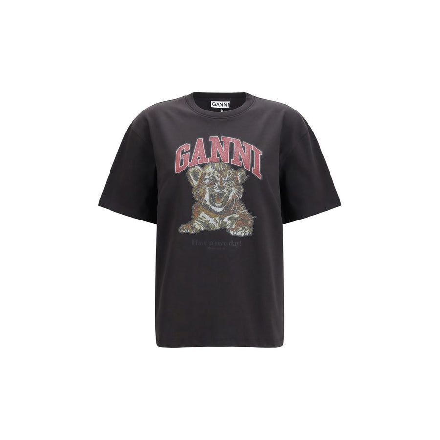 Ganni Black Cotton T-Shirt