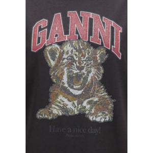 Ganni Black Cotton T-Shirt
