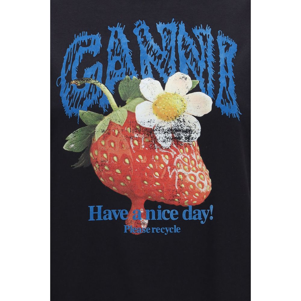 Ganni Black Cotton T-Shirt