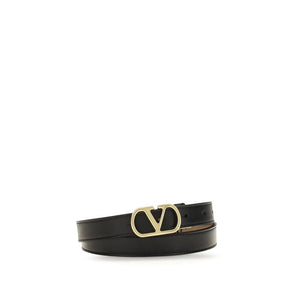 Valentino Garavani Black Calf Leather Bos Taurus Belt