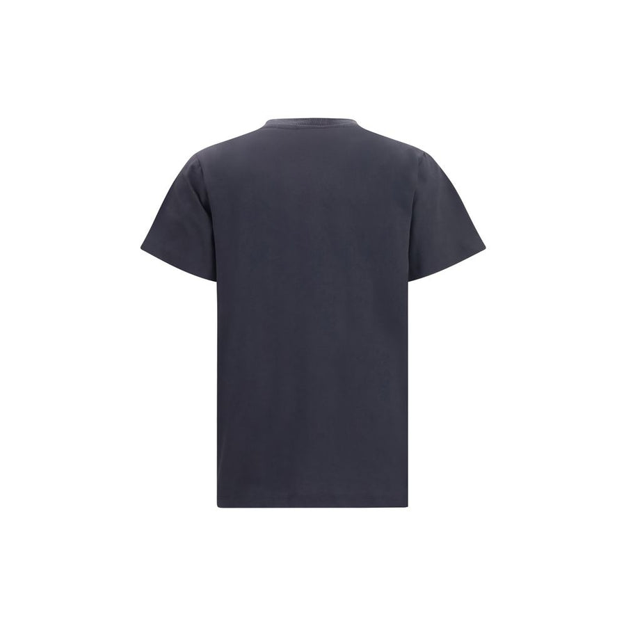Black cotton t-shirt with short sleeves and crew neckline