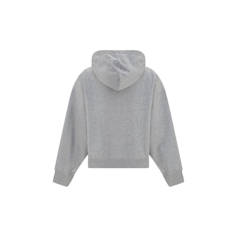 Ganni grey cotton pullover hoodie sweatshirt from the back