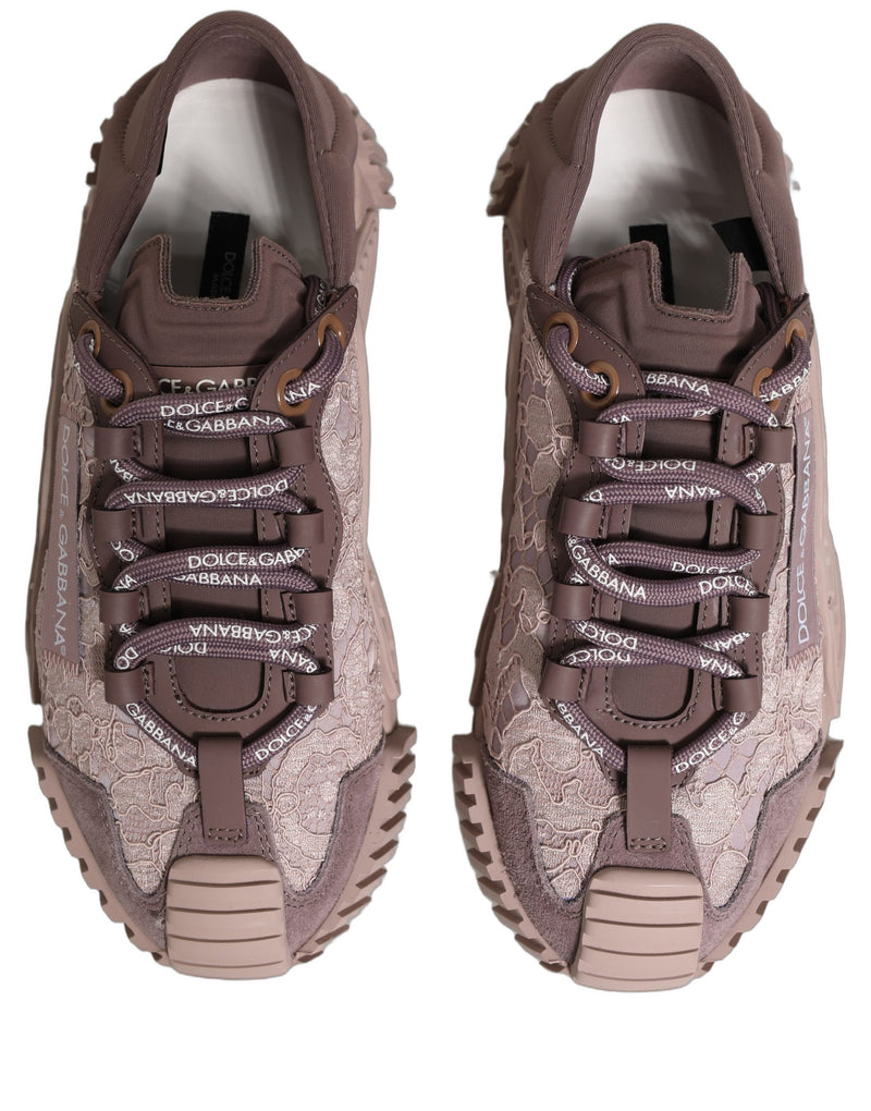Pink lace low top sneaker sports shoes from Dolce & Gabbana