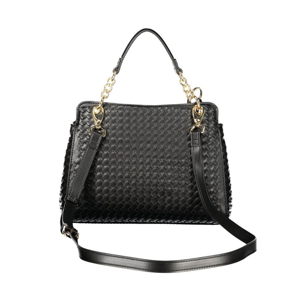 Mario Valentino Black Polyurethane Women's Bag with Adjustable Strap