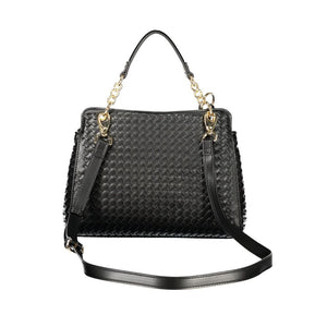 Mario Valentino Black Polyurethane Women's Bag with Adjustable Strap
