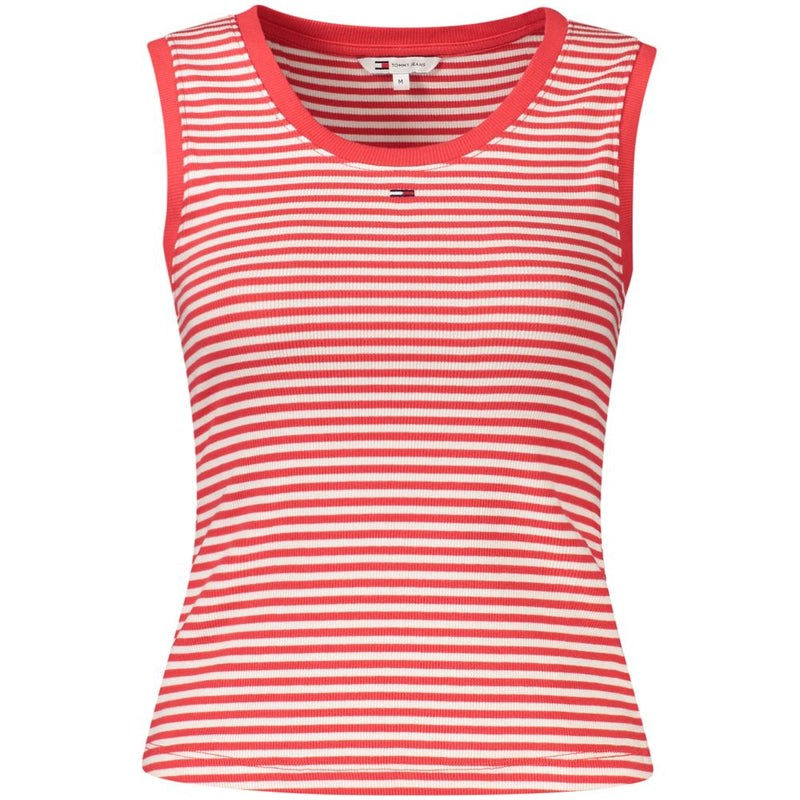 Red and white striped ribbed cotton women's tank top