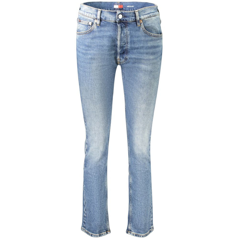 Light blue cotton women's slim-fit mid-rise denim jeans