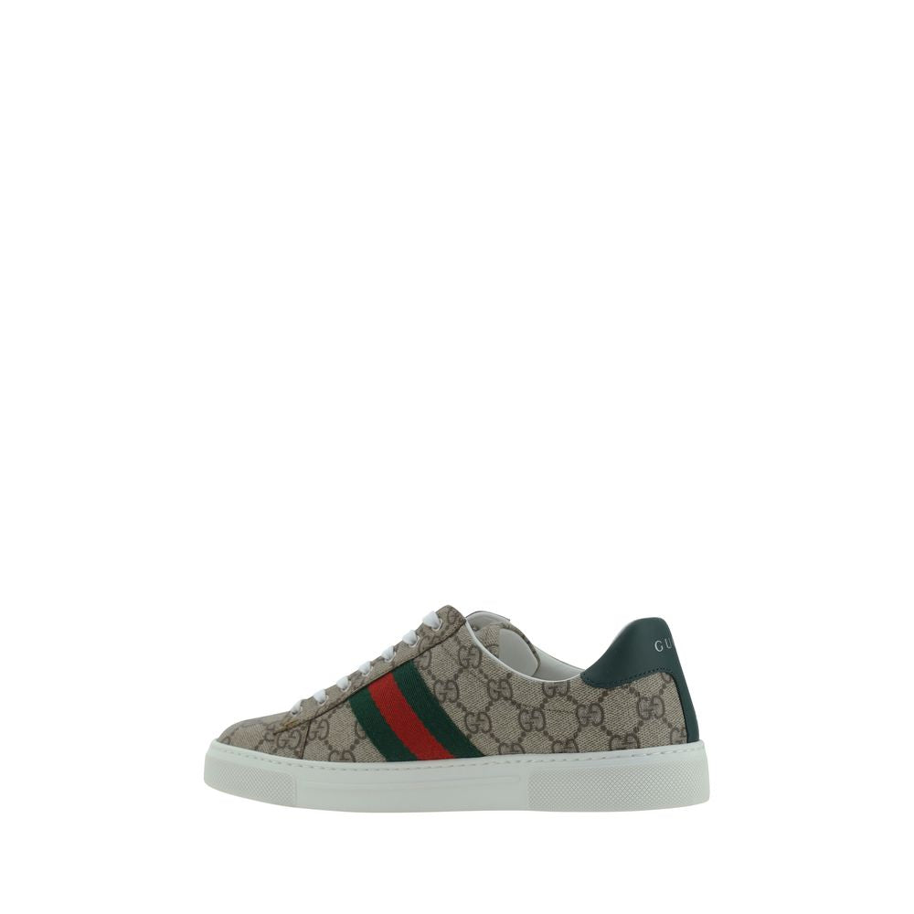 Gucci sneaker with iconic pattern on a white background