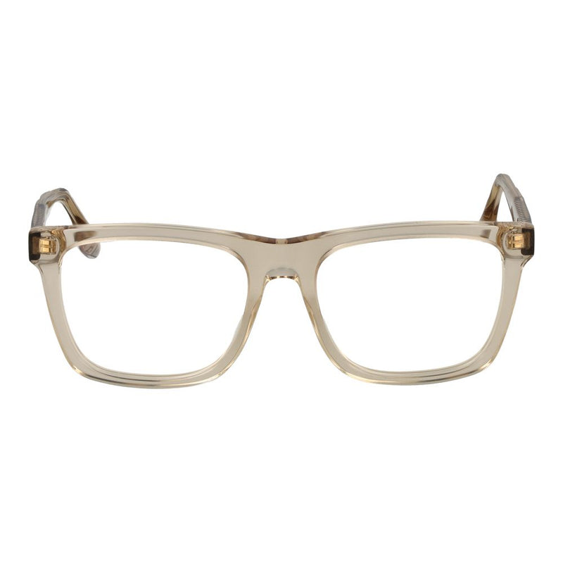 Translucent beige acetate square eyeglass frames
