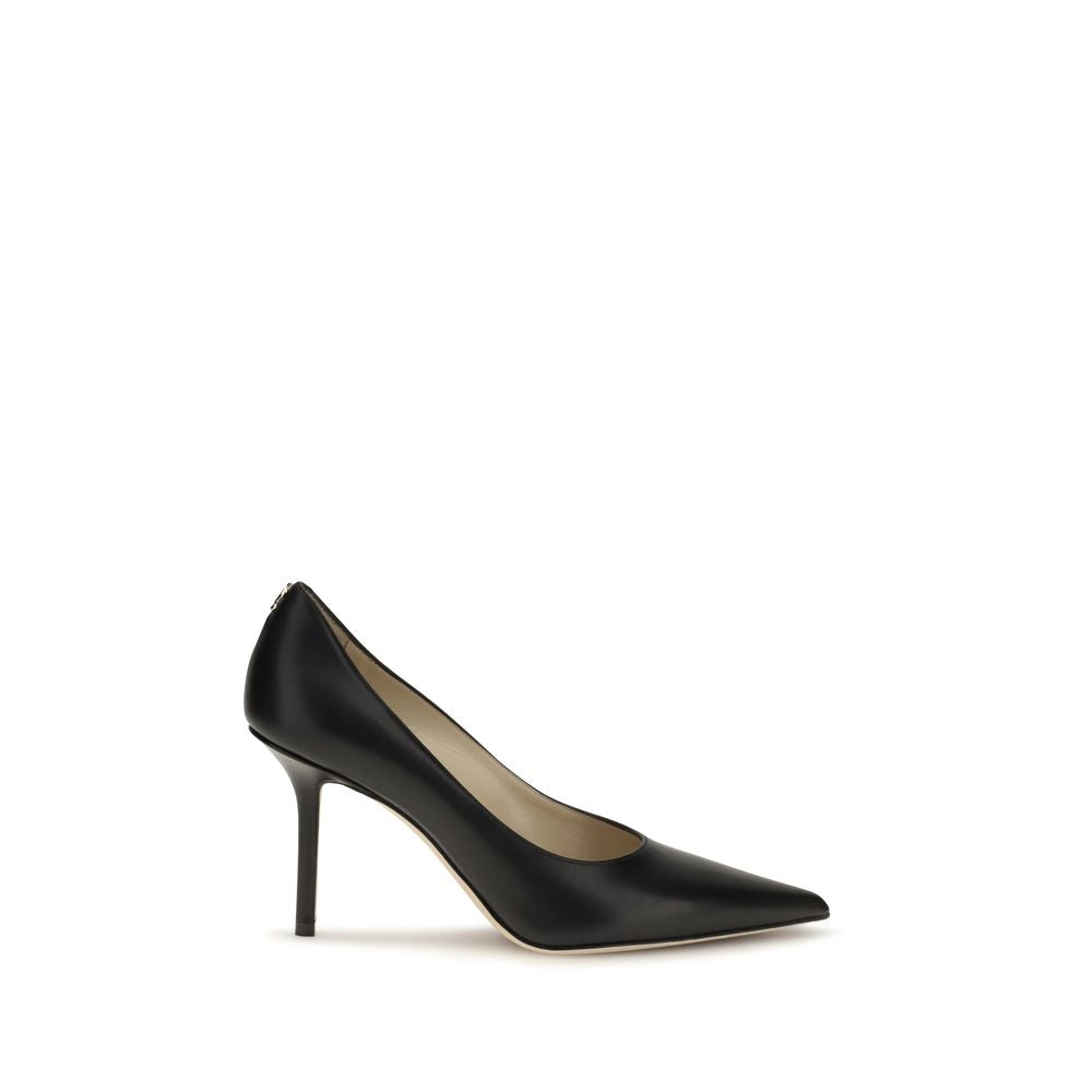 Black high-heeled shoe on a white background