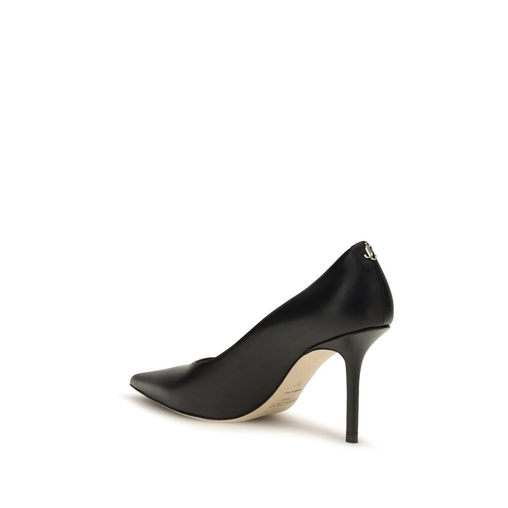 Black high-heeled shoe on a white background