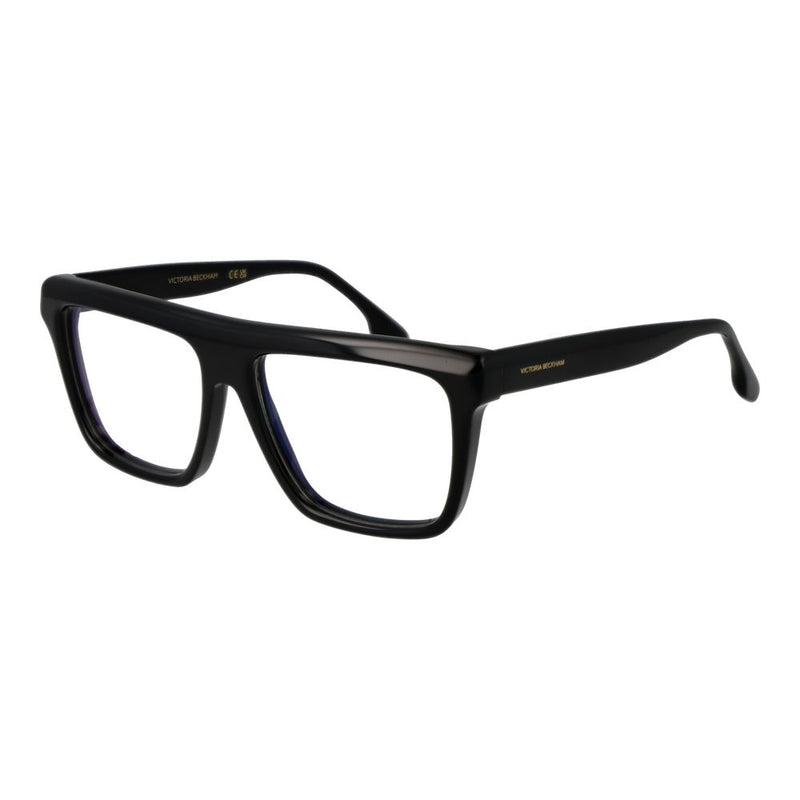 Black acetate glasses frames with thick, bold, squared-off lenses and a flat top bar