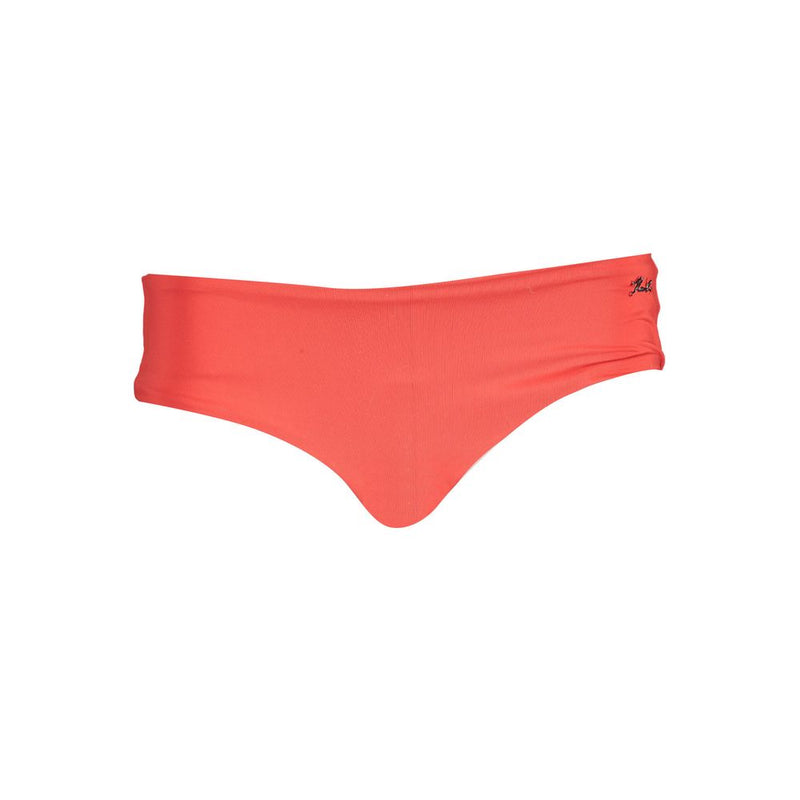 Red polyamide women's swim brief with a simple, solid-color style
