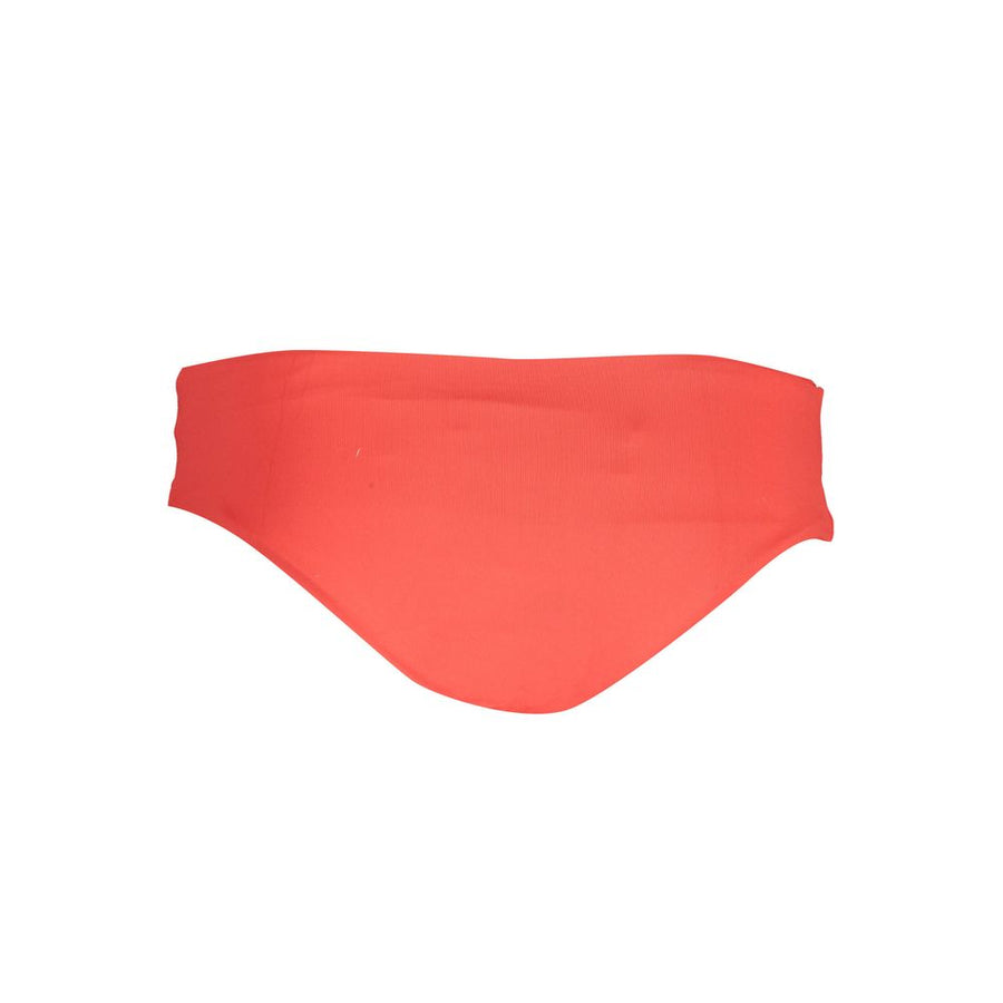 Red polyamide women's swim brief with a simple, solid-color style
