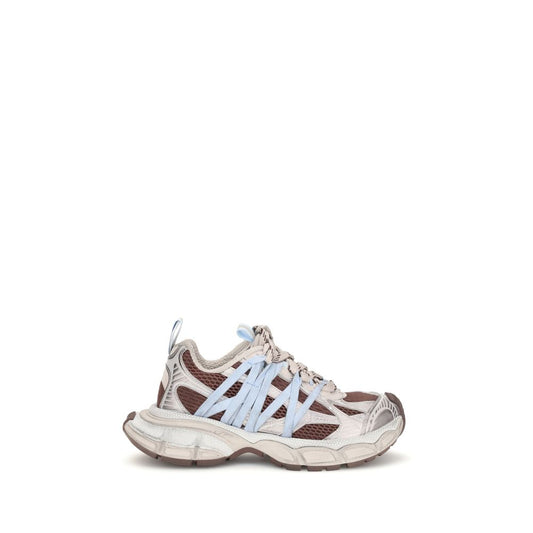 Sneaker with light blue laces on a white background