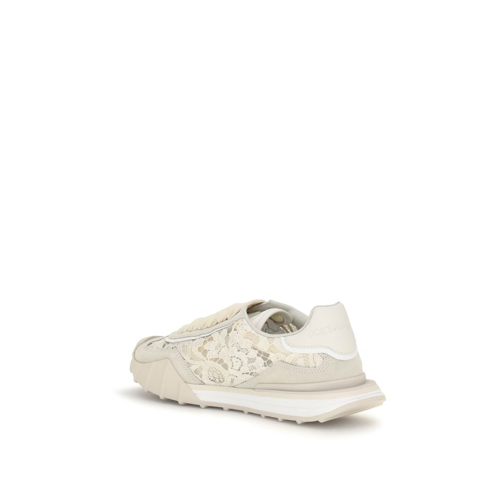White sneaker with lace details on a white background