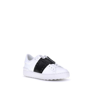 White sneaker with black accents on a white background