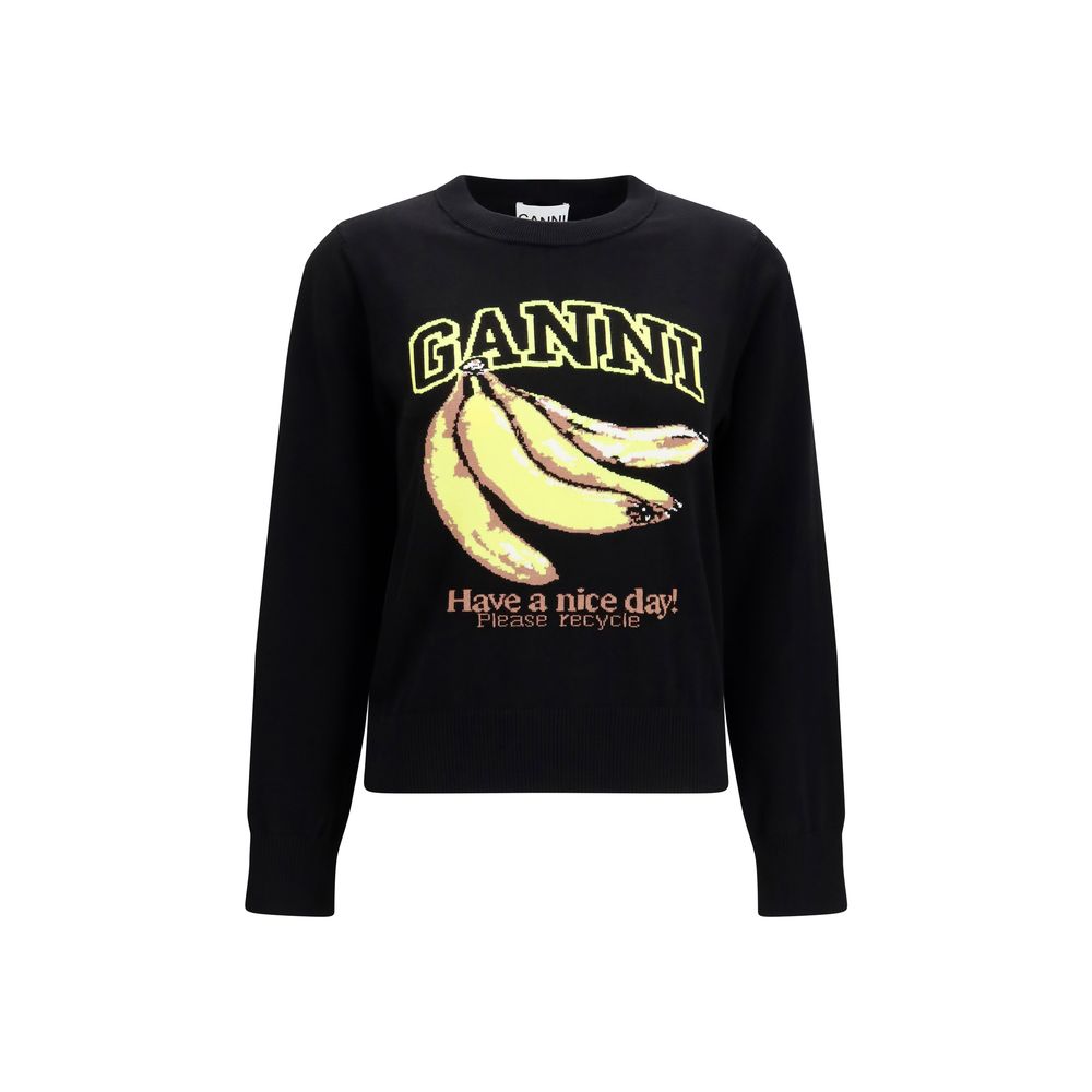 Ganni Black Cotton Sweatshirt