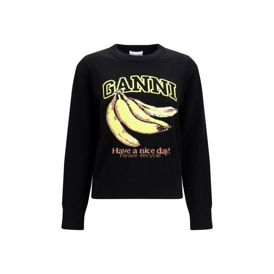 Ganni Black Cotton Sweatshirt
