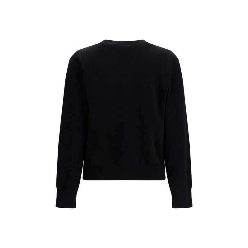 Black cotton crewneck sweatshirt seen from the back