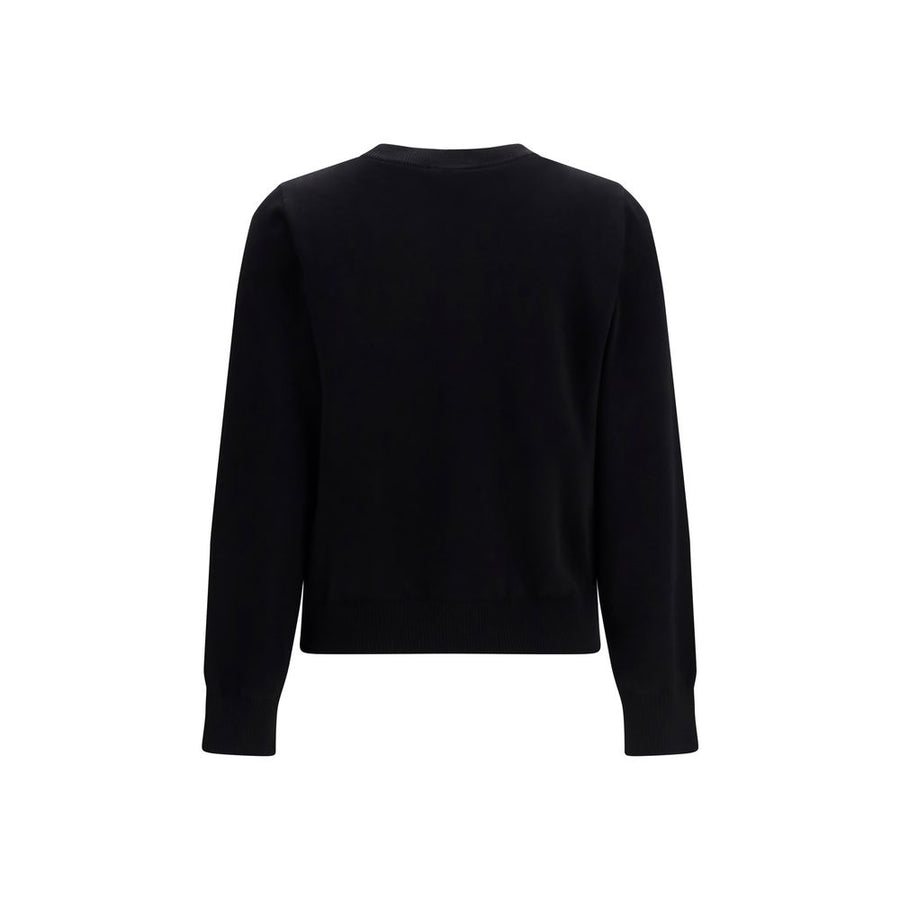 Black cotton crewneck sweatshirt with yellow Ganni logo and banana graphic on the front