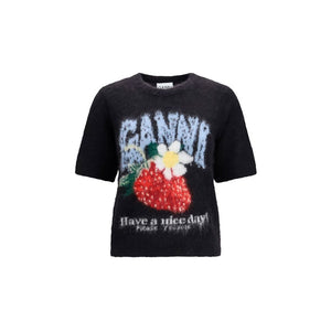 Ganni Black Alpaca Vicugna Pacos T-Shirt