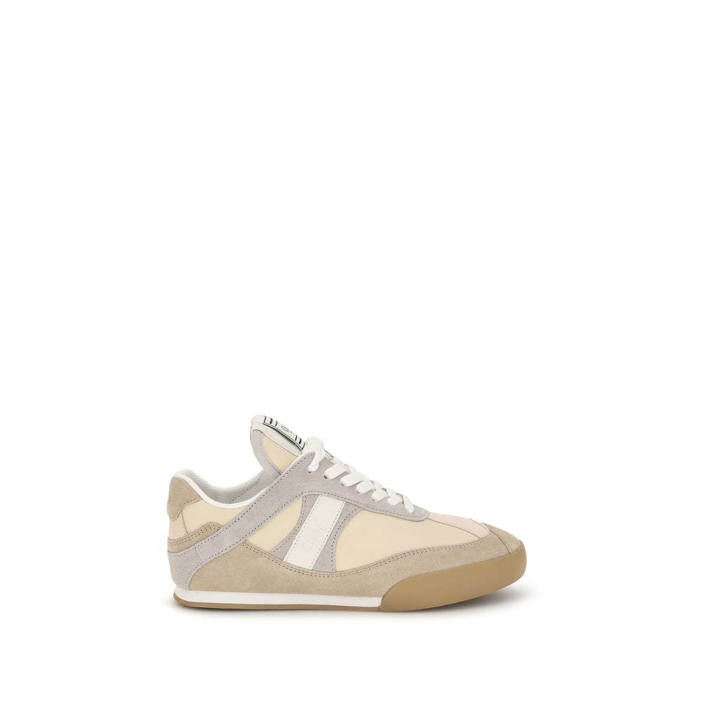 Beige and gray sneaker on a white background