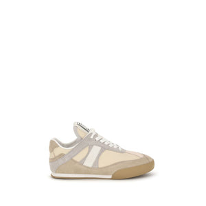Beige and gray sneaker on a white background