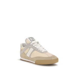Beige and white sneaker on a white background