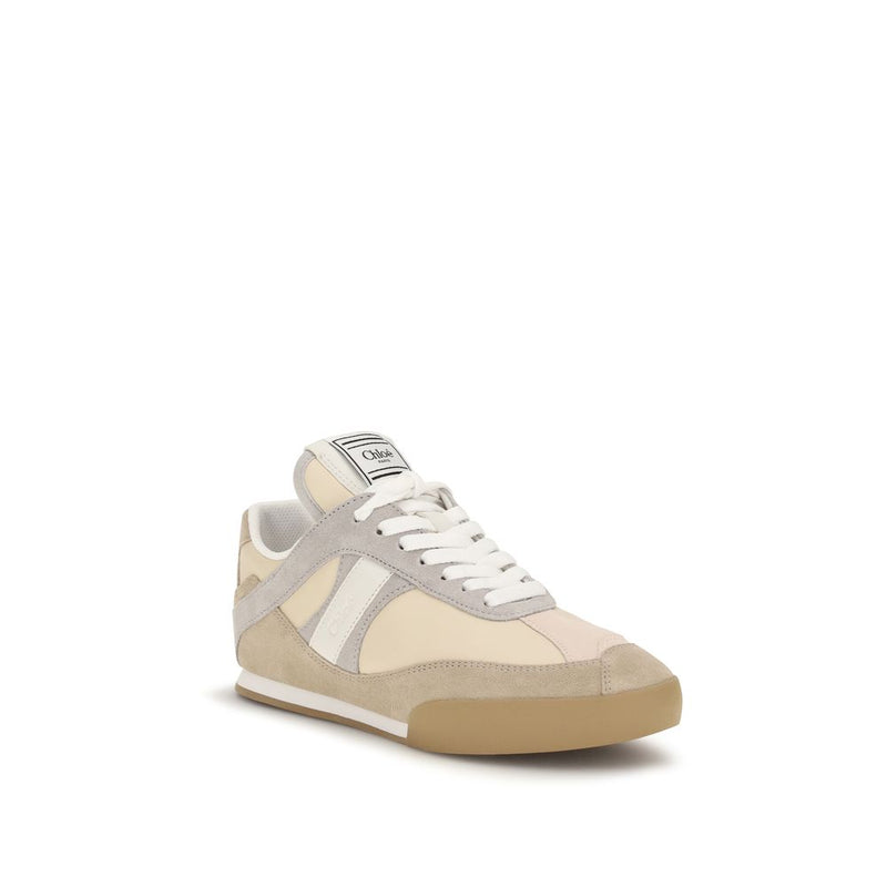 Beige and white sneaker on a white background